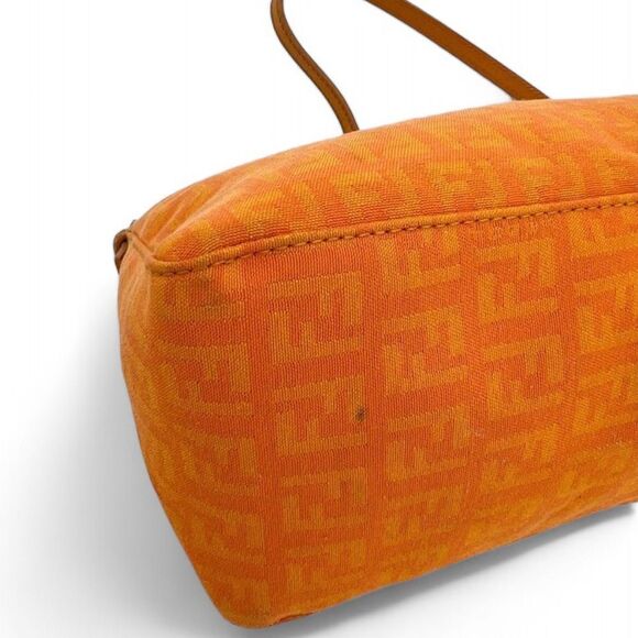 Vintage FENDI Orange Monogram FF Zucca Logo Canvas Pochette Shoulder Bag… - Picture 12 of 16